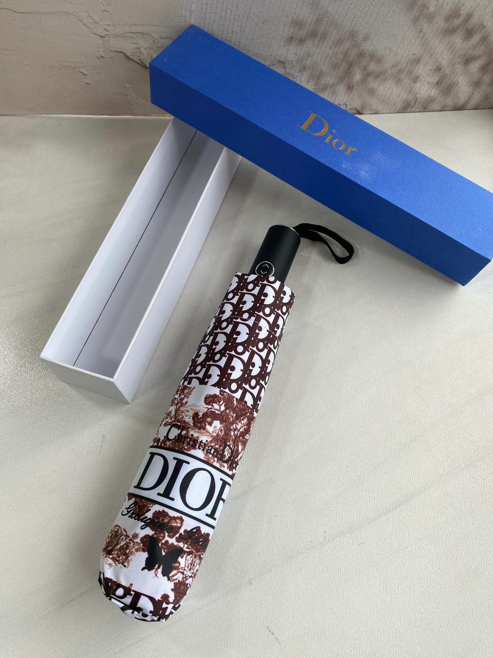 چتر برند دیورDior زنانه جعبه دار وارداتی پارچه ناو فول اتومات