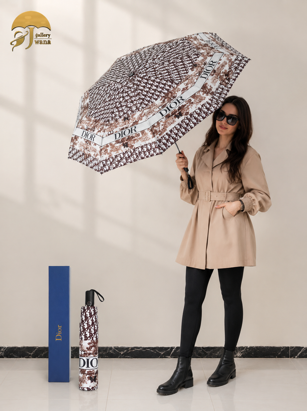 چتر برند دیورDior زنانه جعبه دار وارداتی پارچه ناو فول اتومات