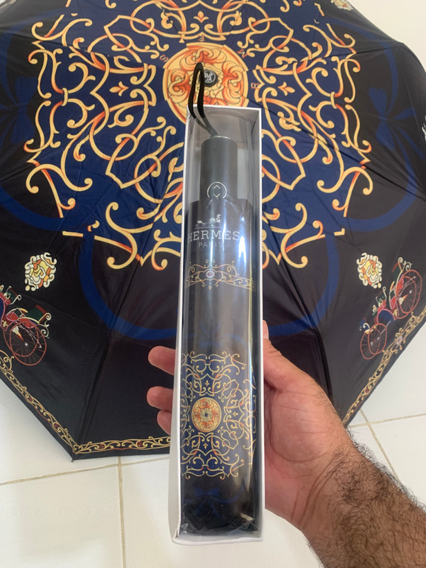 چتر اتوماتیک لوکس هرمس ضد باد با پارچه نانو و جعبه کادوی